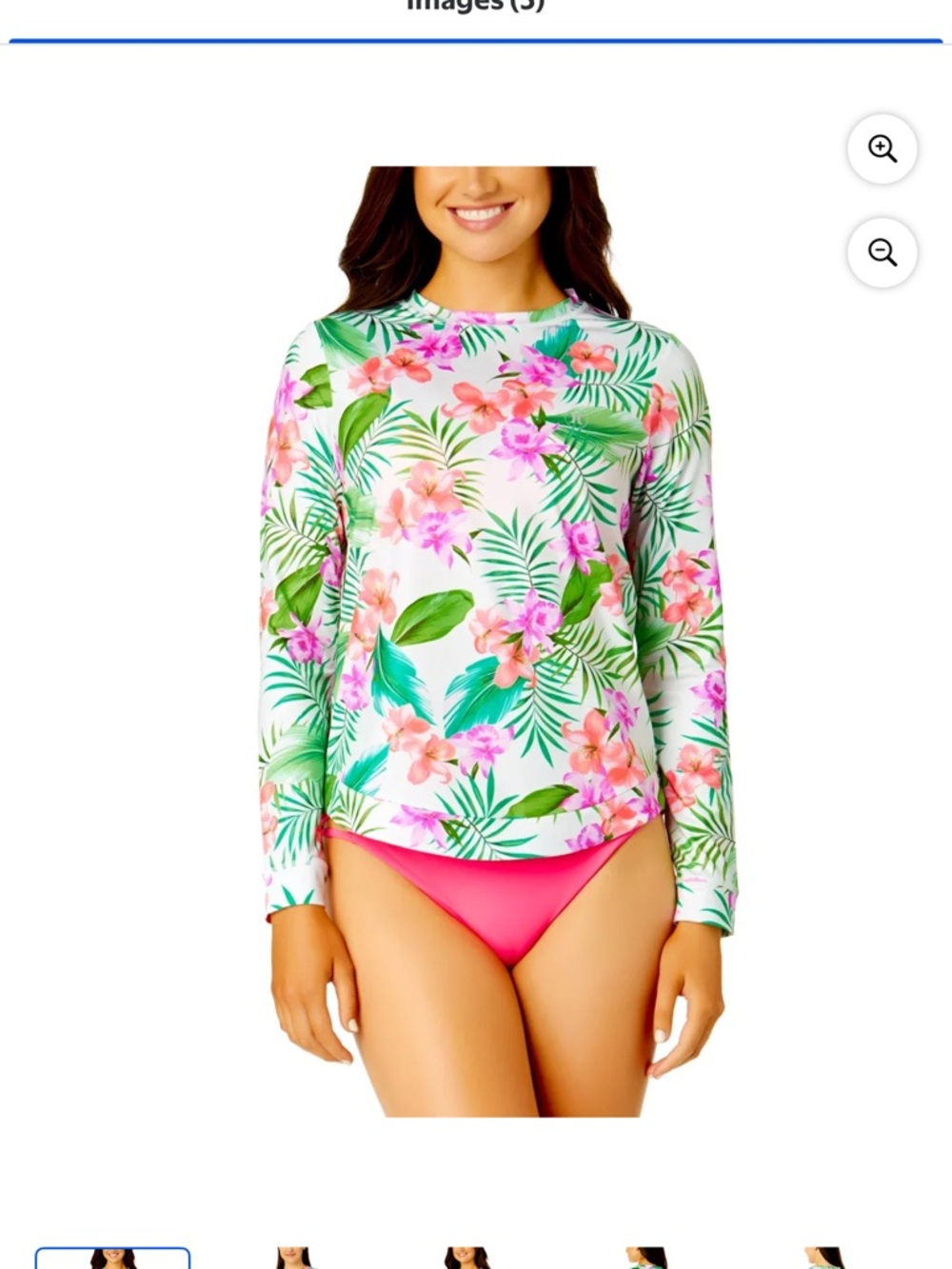 NwT Hurley Ladies Long Sleeve Rash Guard UPF 50+ Size XS Swim Top tropical